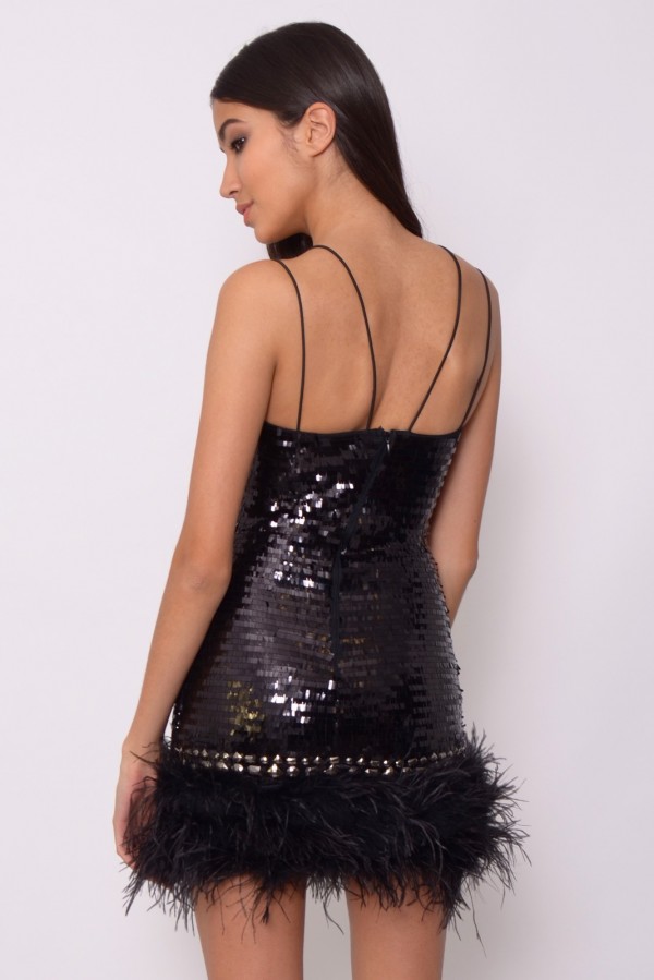 Currently Obsessed With: Rare London Sequin Feather Trim Mini Dress -  Talking With Tami